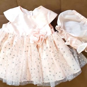 Marmellata pale peach dress with glitter detail